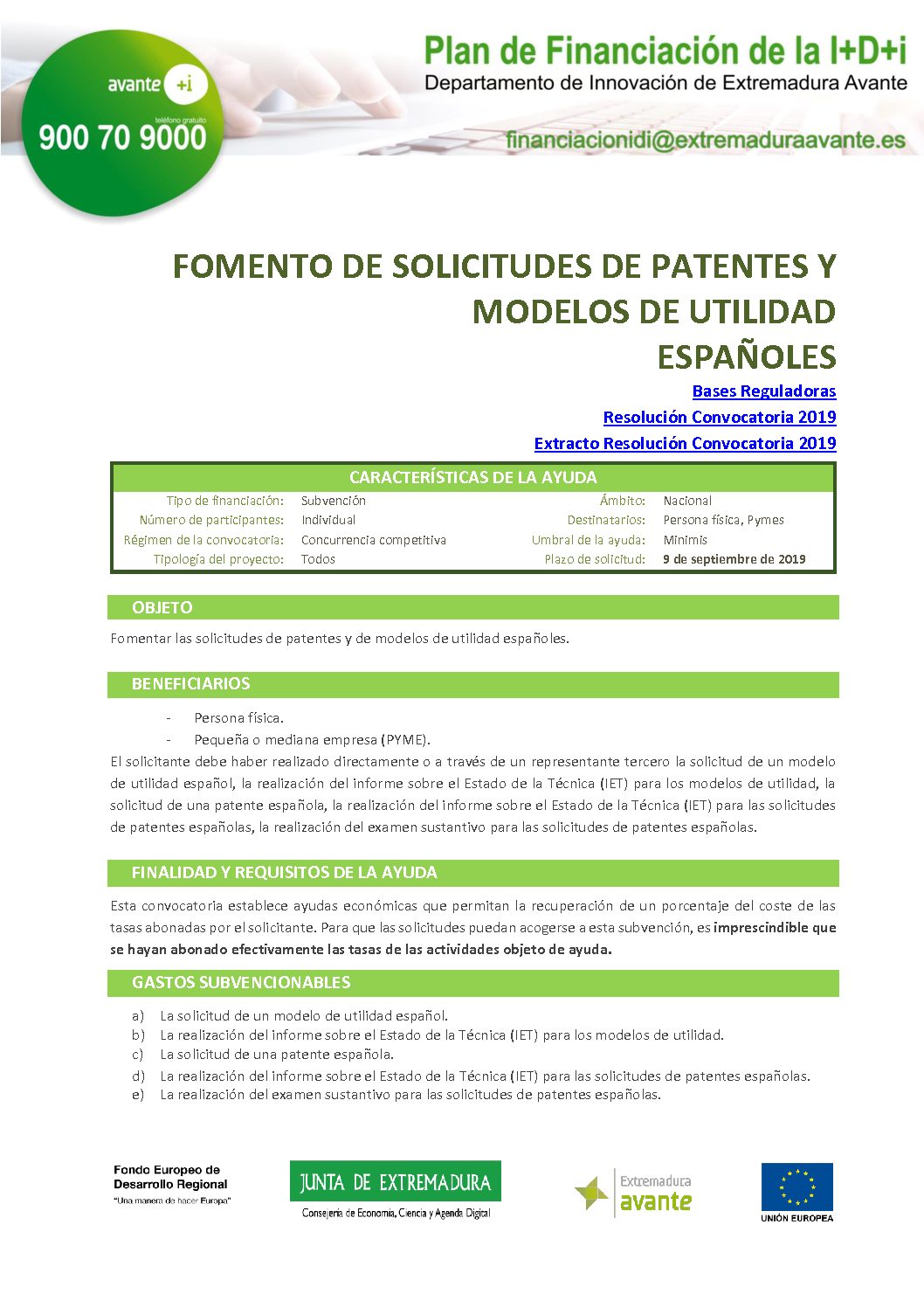 F_ Fomento de solicitudes de Patentes y Modelos de Utilidad Españoles 2019