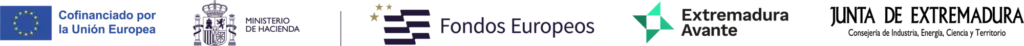 Logotipos Unión Europea, Ministerio y Extremadura Avante