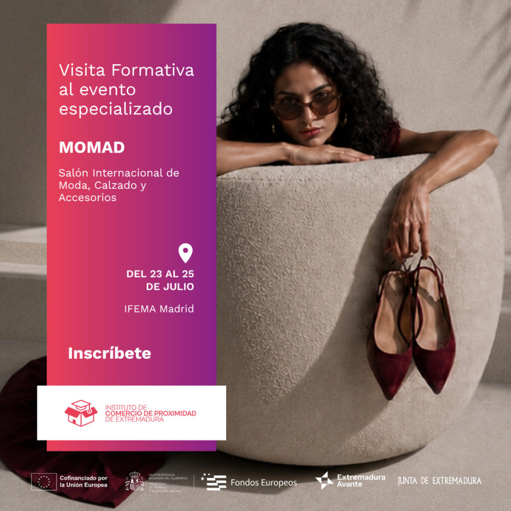 Modelo con zapatos rojos promocionando evento MOMAD