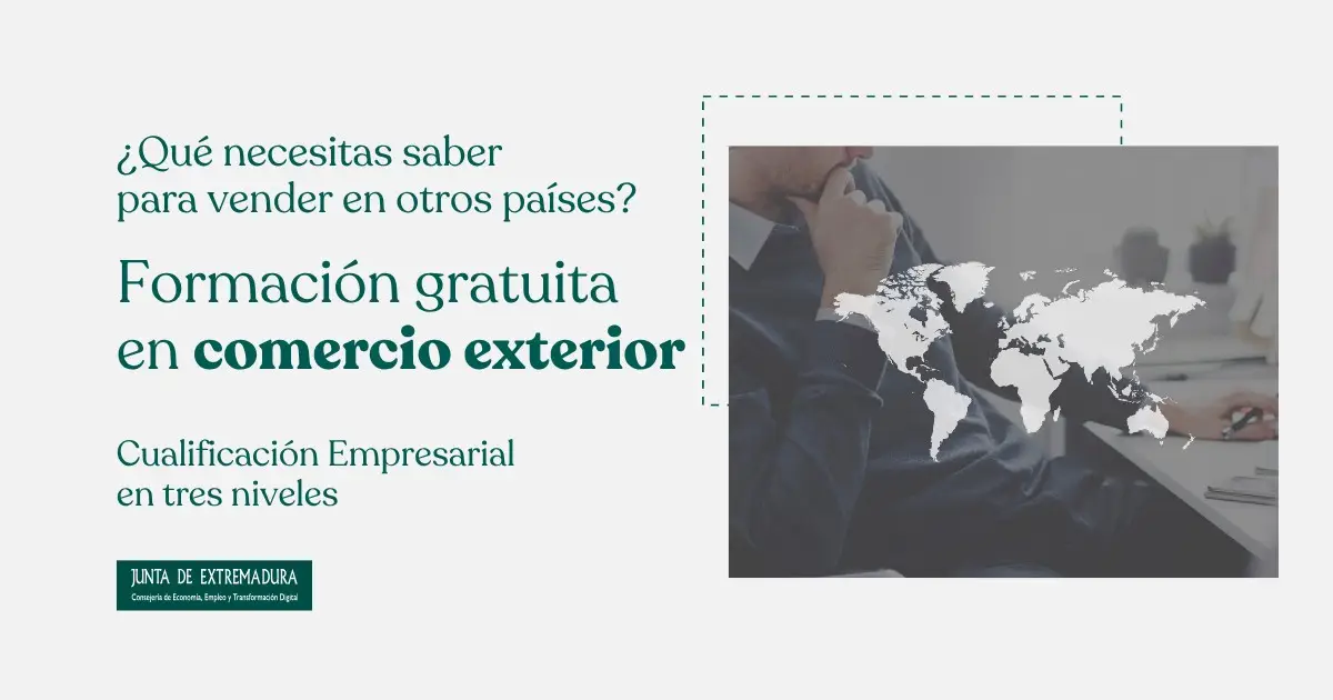 Formación gratuita en comercio exterior en Extremadura, empresario ante un mapamundi pensando cómo exportar