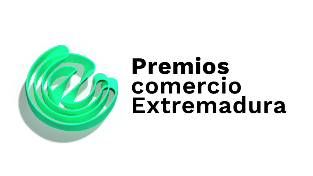 Logotipo verde de Premios Comercio Extremadura